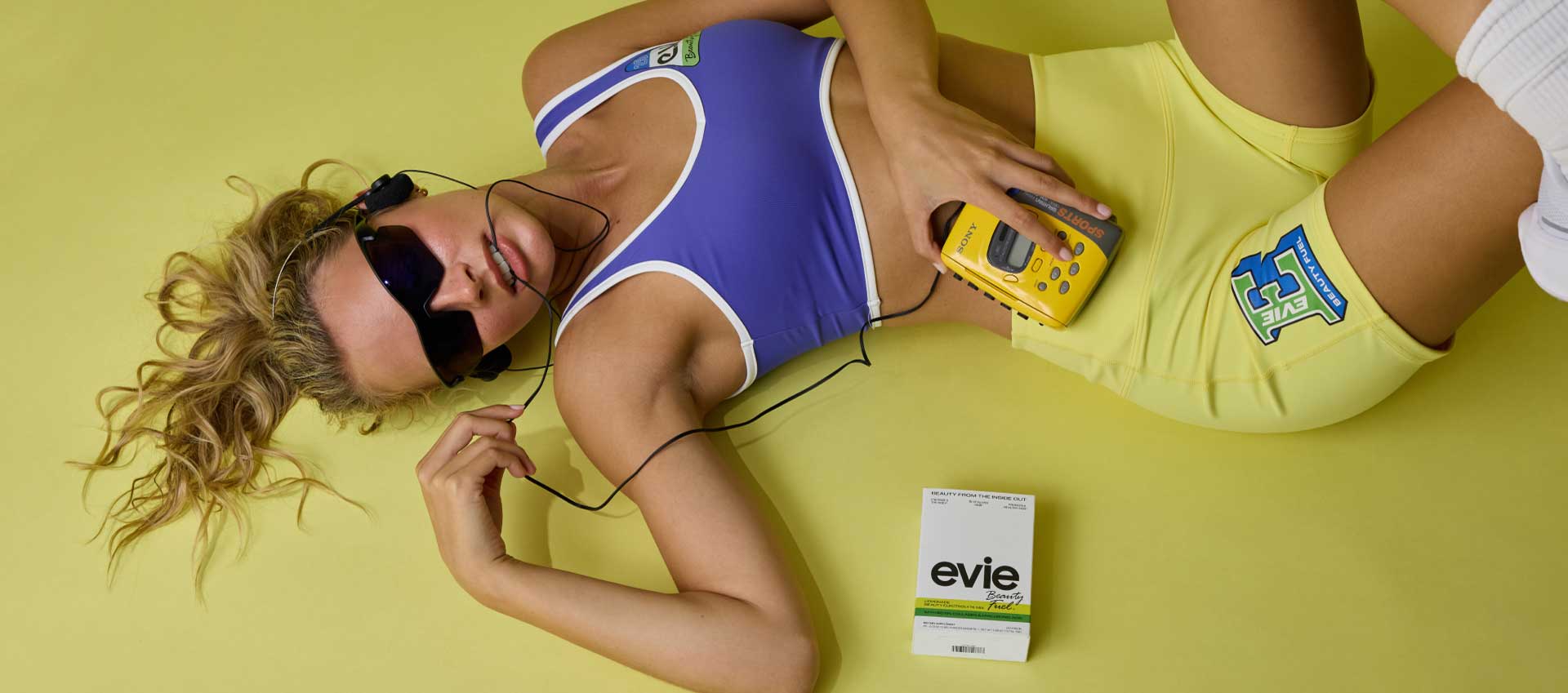Woman lying on the floor after working out